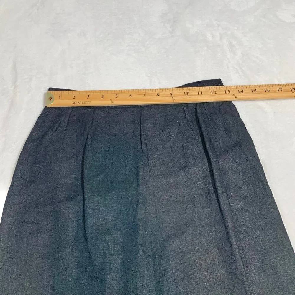 Valentino Studio Charcoal Grey Knee Length 100% linen Skirt Made in Italy Size 6